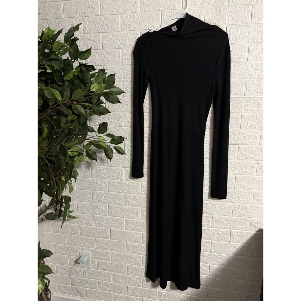 Totene Draped Jersey Dress Black, Size XXS